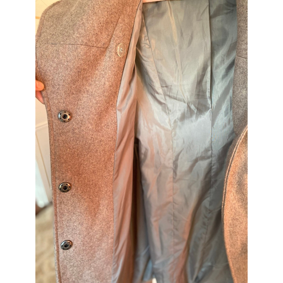 Merona Wool Wrap Coat Belt Gray Wide Collar S Parisian Scandi Preppy Old Money - Picture 5 of 9